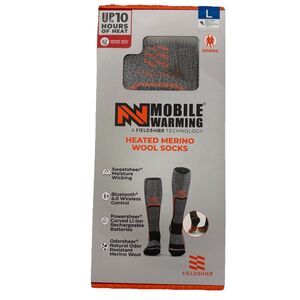 NEW Heated Socks Size Large Unisex M. Merino Wool Bluetooth 4 Heat Settings